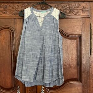 Sleeveless Top with Lace Insert